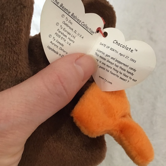 VTG Ty The Original Beanie Baby Chocolate Moose RARE 90s NWT Plush Toy Collect - Picture 5 of 5